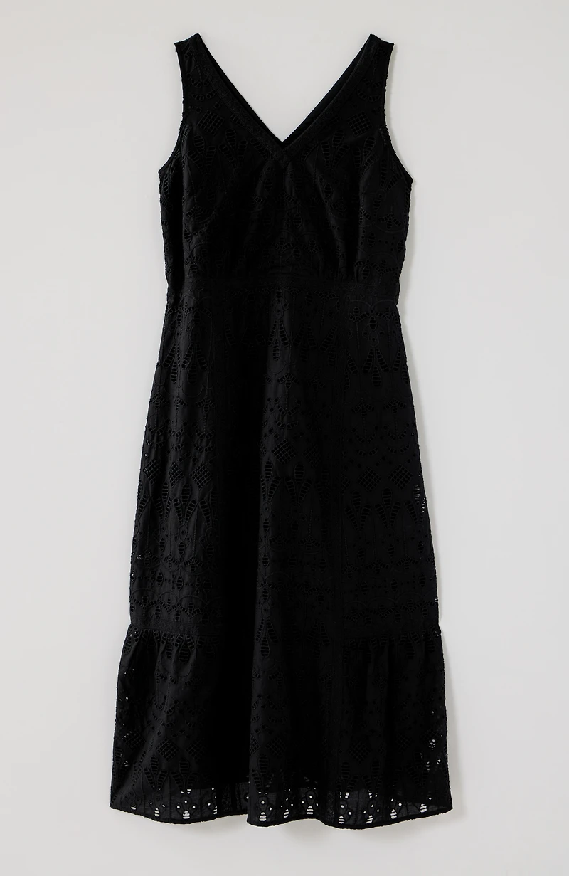 eyelet midi swing dress