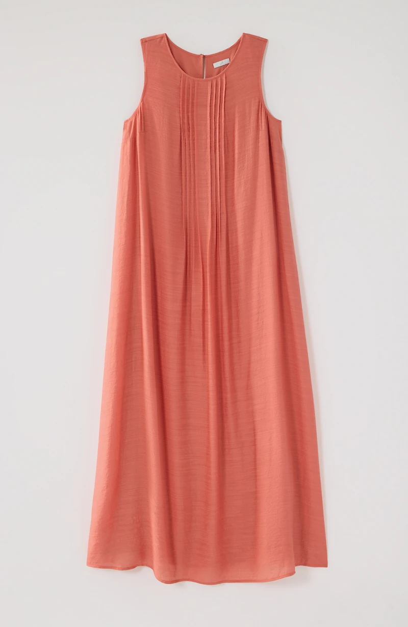 pintucked a-line maxi dress