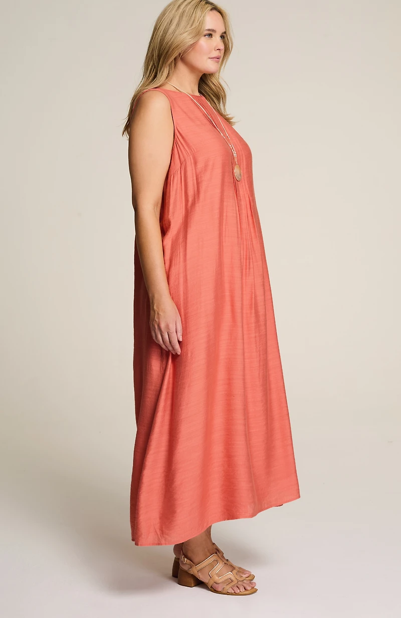 pintucked a-line maxi dress