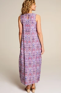 pintucked a-line maxi dress
