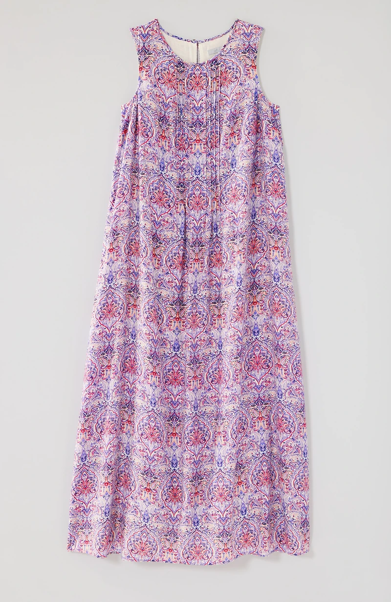 pintucked a-line maxi dress