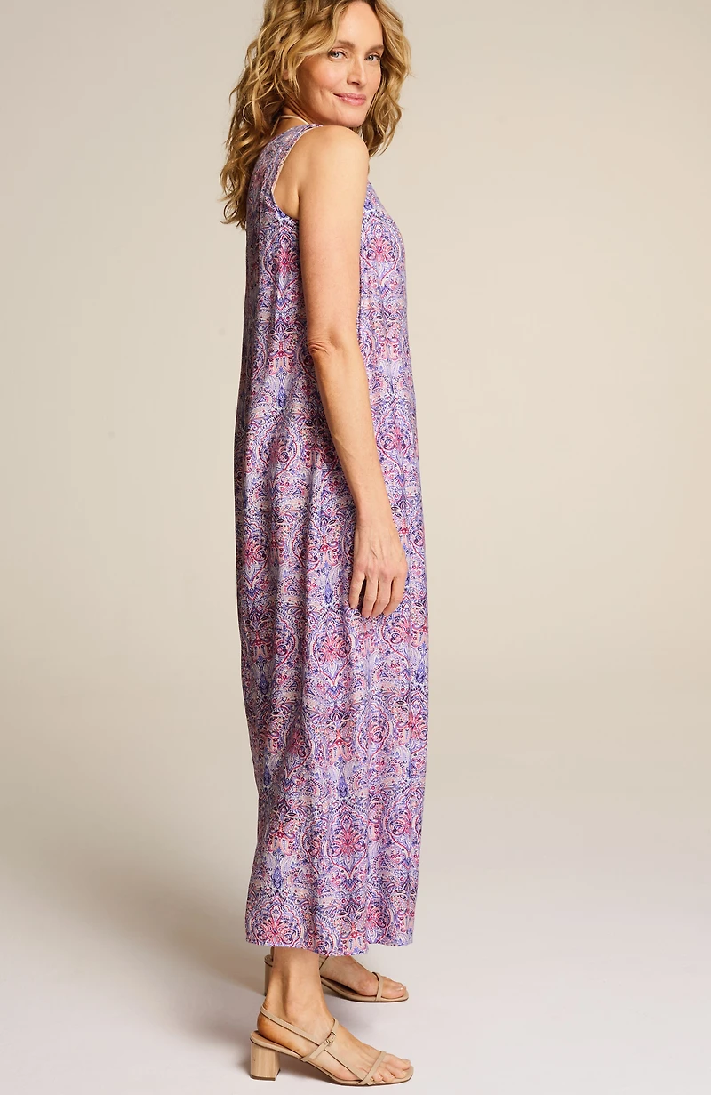 pintucked a-line maxi dress