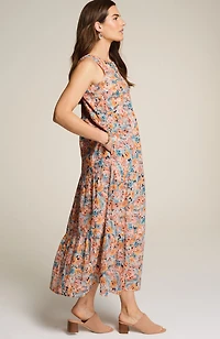 cotton voile tiered maxi dress