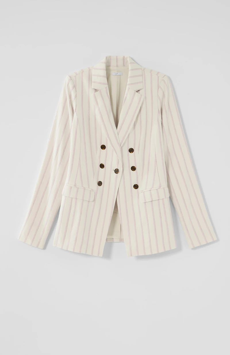 linen-stretch double-breasted blazer