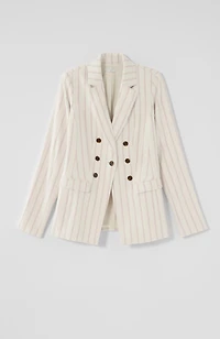 linen-stretch double-breasted blazer