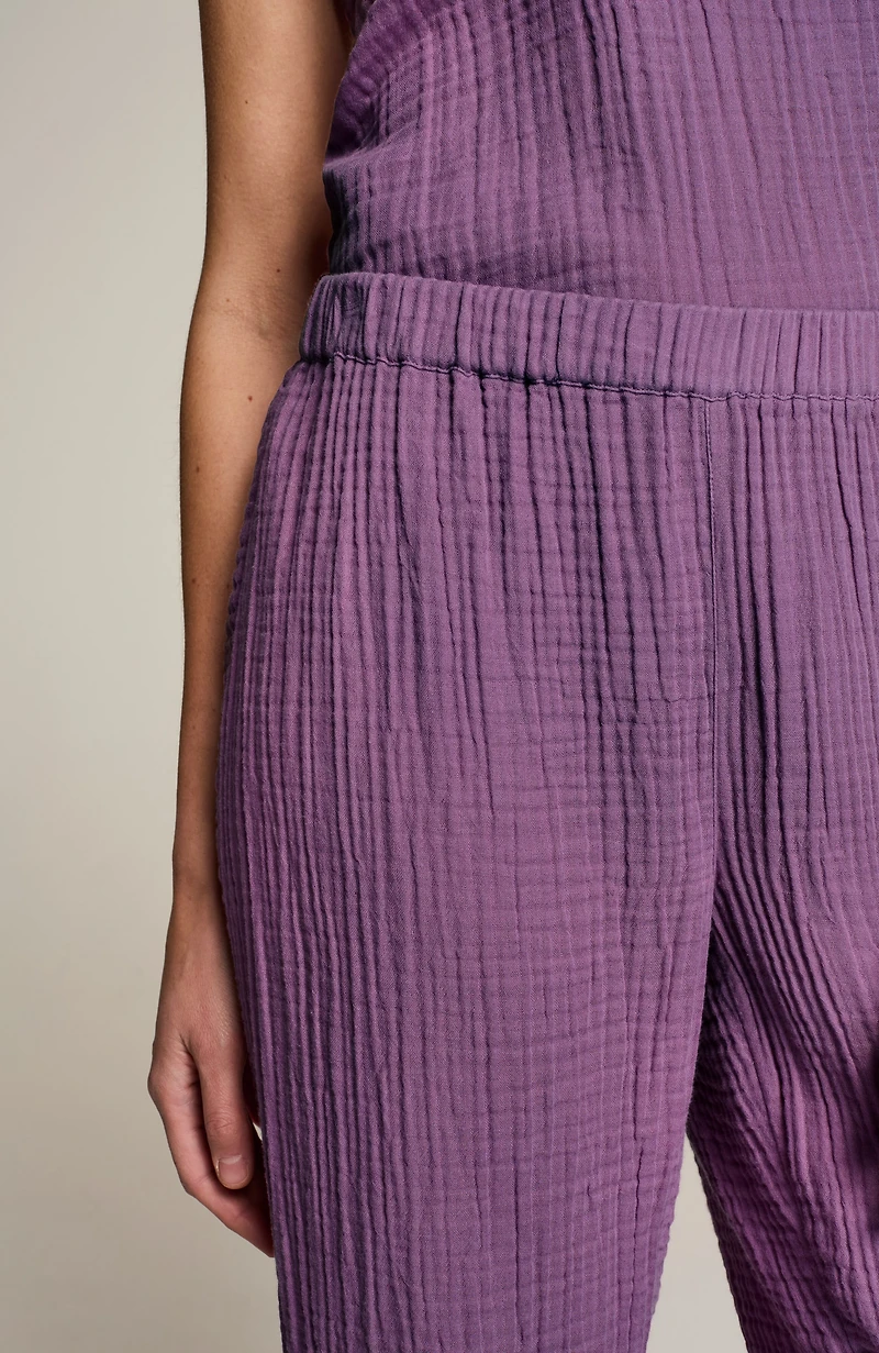 sleep cotton-gauze wide-leg crops