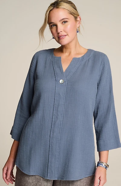pure jill cotton-gauze one-button tunic