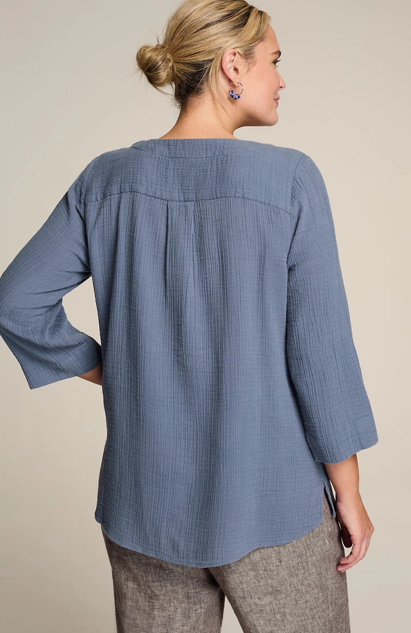 pure jill cotton-gauze one-button tunic