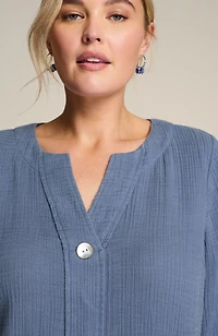 pure jill cotton-gauze one-button tunic