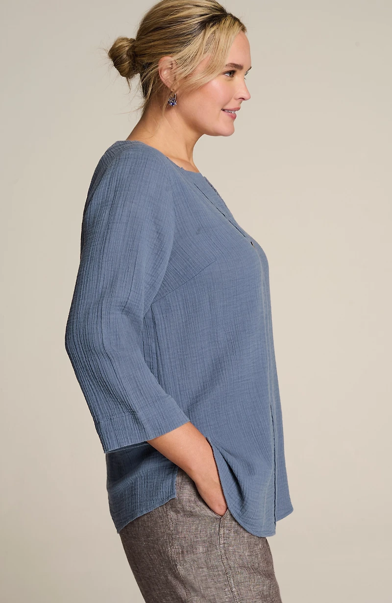 pure jill cotton-gauze one-button tunic