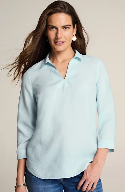 non-iron linen popover shirt