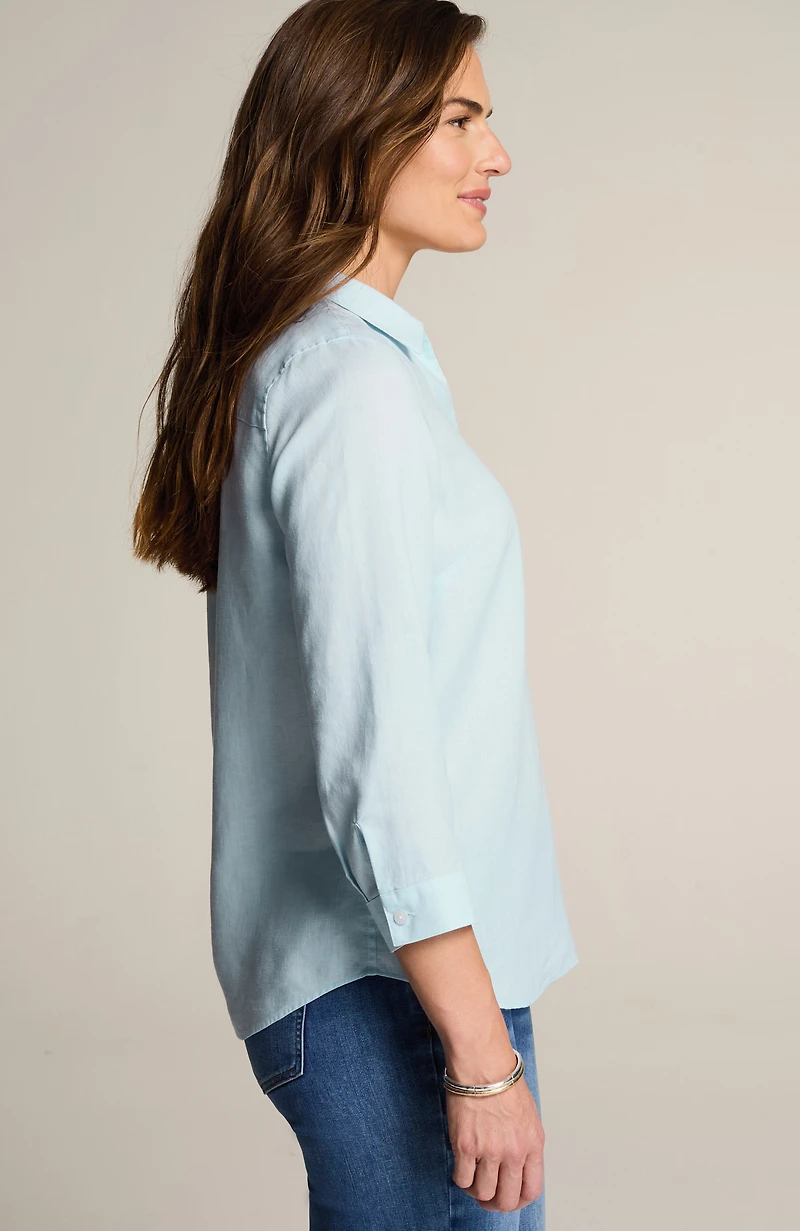 non-iron linen popover shirt