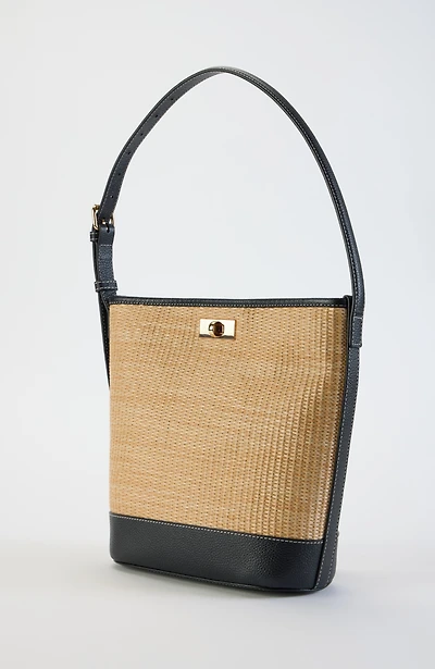 woven textured bucket bag
