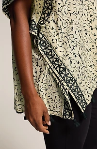 embroidered tasseled v-neck poncho