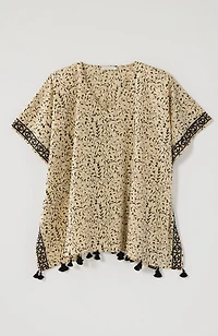embroidered tasseled v-neck poncho