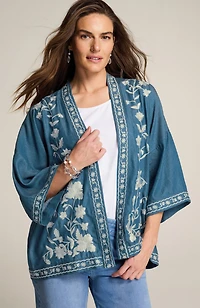 floral-embroidered soft jacket