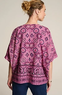 mixed-medallion v-neck poncho