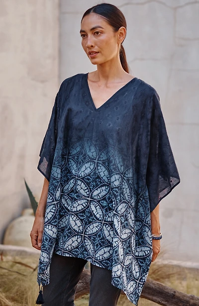ombré v-neck poncho