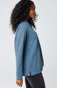 pure jill indigo front-pocket top