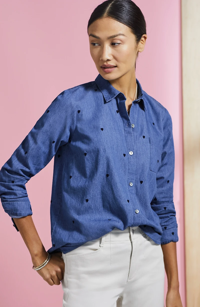 more love embroidered heart shirt