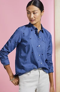 more love embroidered heart shirt