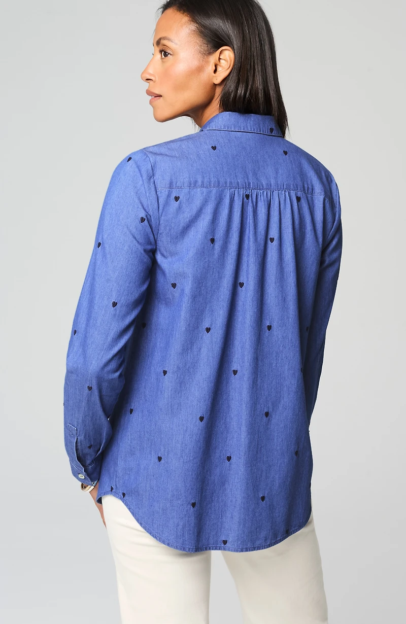 more love embroidered heart shirt