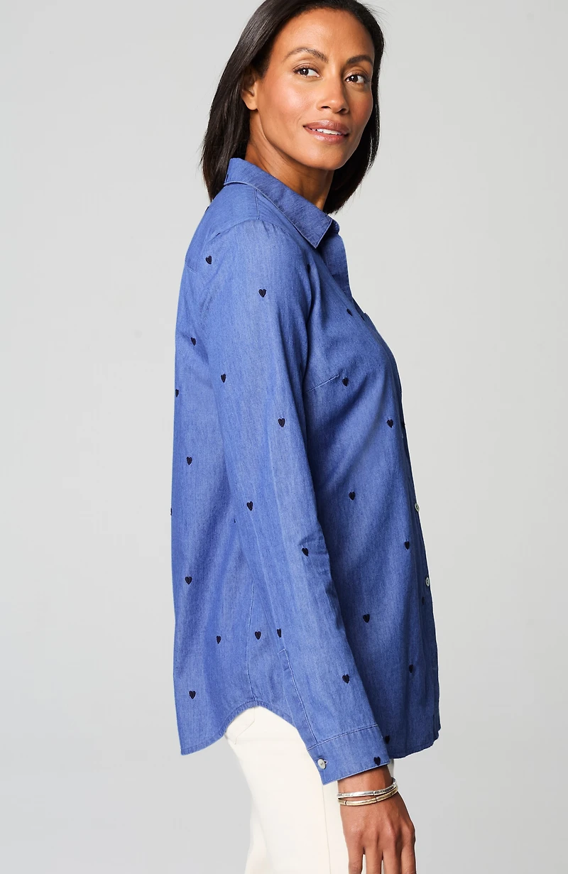 more love embroidered heart shirt