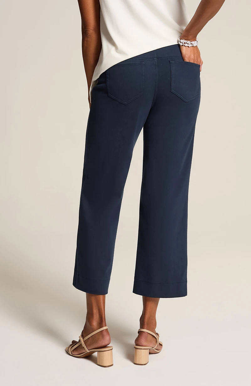 wearever smooth-fit cropped wide-leg knit jeans
