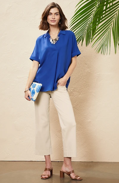 wearever smooth-fit cropped wide-leg knit jeans