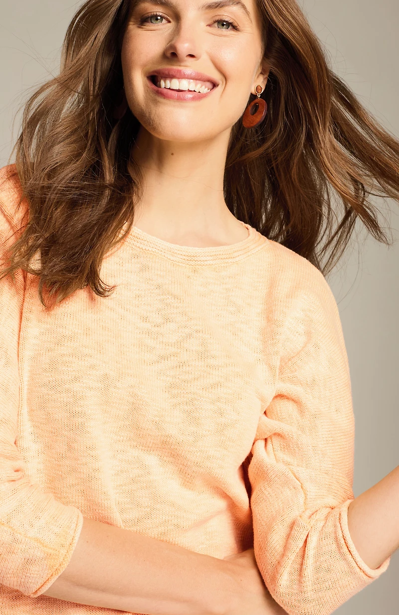 cotton-slub dolman-sleeve sweater