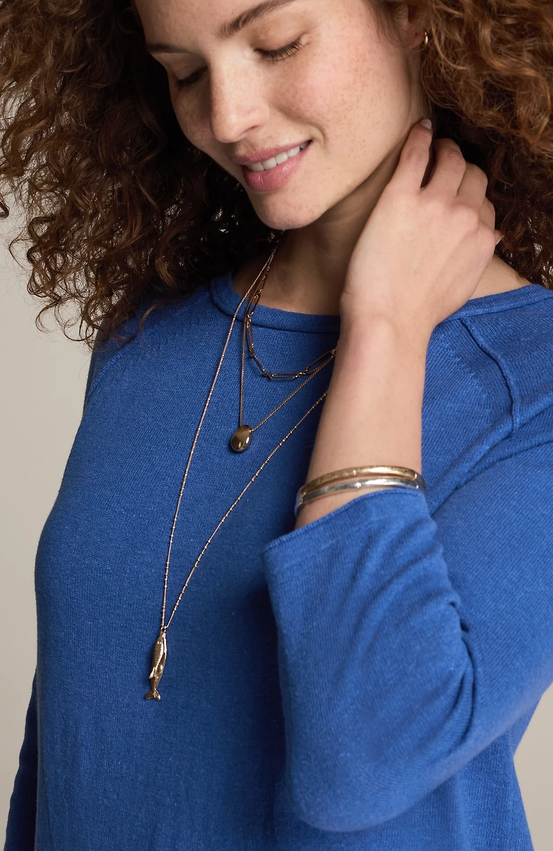 linen-blend pullover sweater