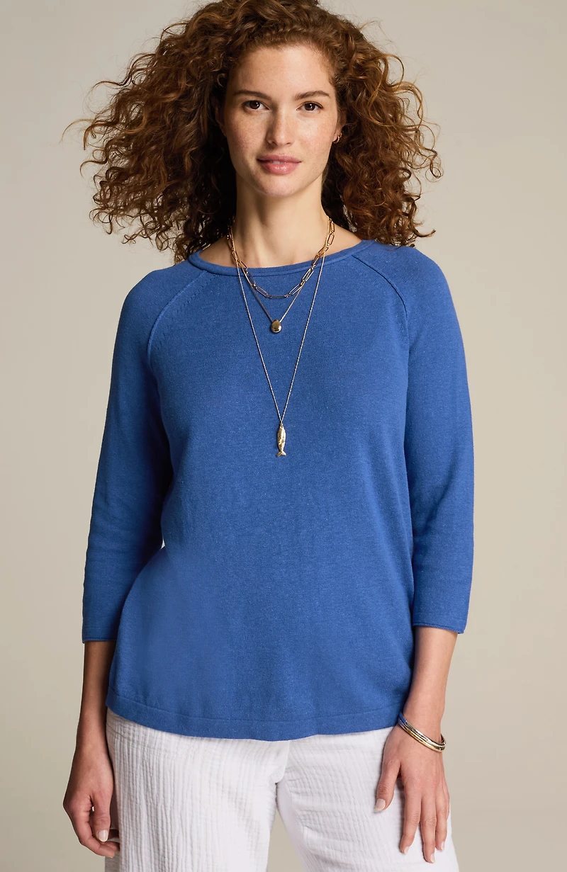 linen-blend pullover sweater