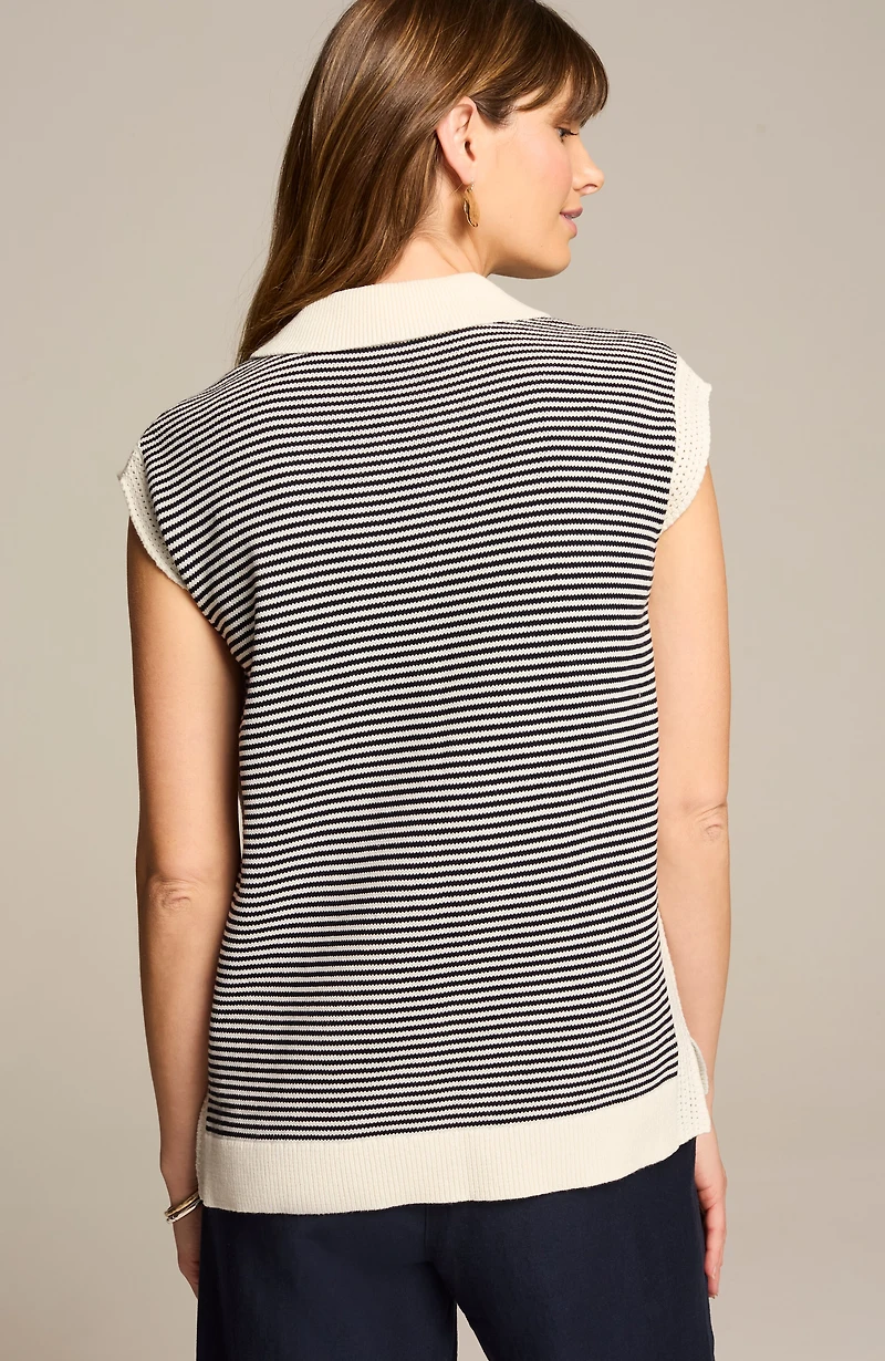 collared cap-sleeve pullover