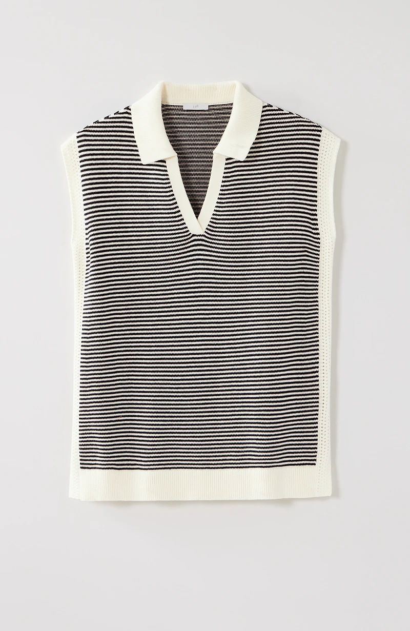 collared cap-sleeve pullover