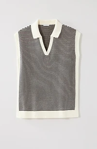 collared cap-sleeve pullover