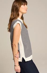 collared cap-sleeve pullover