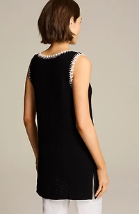 hand-embroidered-trim sweater tunic