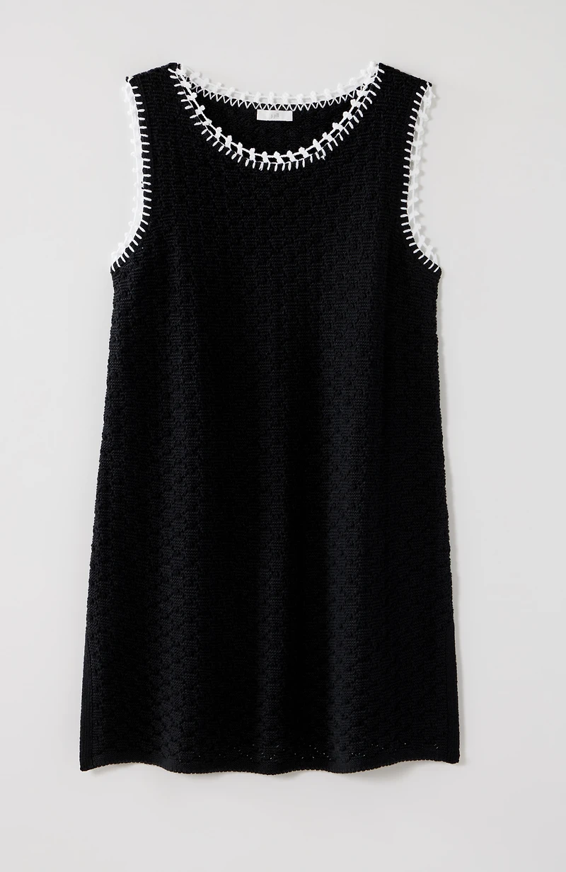 hand-embroidered-trim sweater tunic