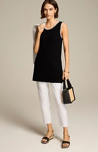hand-embroidered-trim sweater tunic