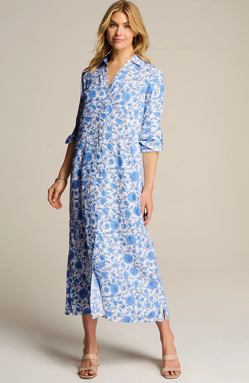 a-line linen-blend maxi dress