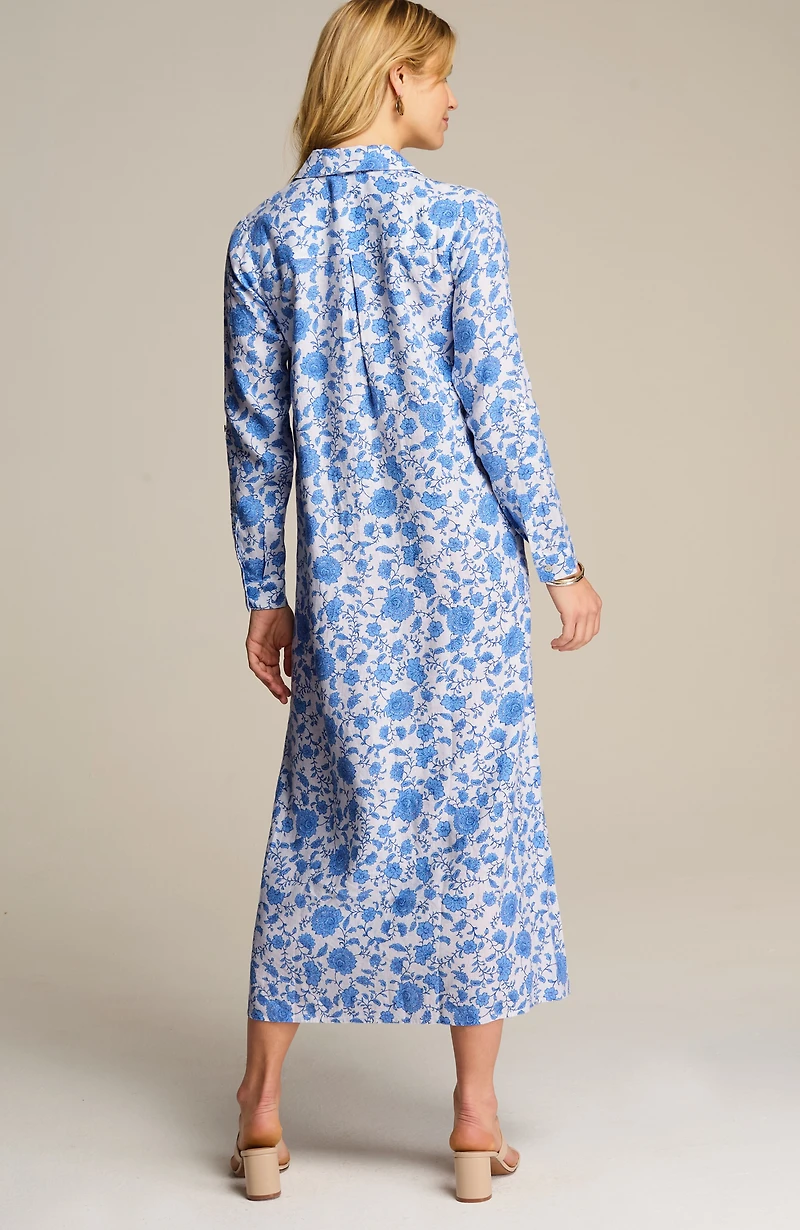 a-line linen-blend maxi dress