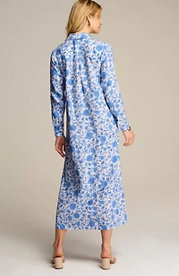 a-line linen-blend maxi dress