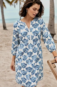 printed split-neck dress