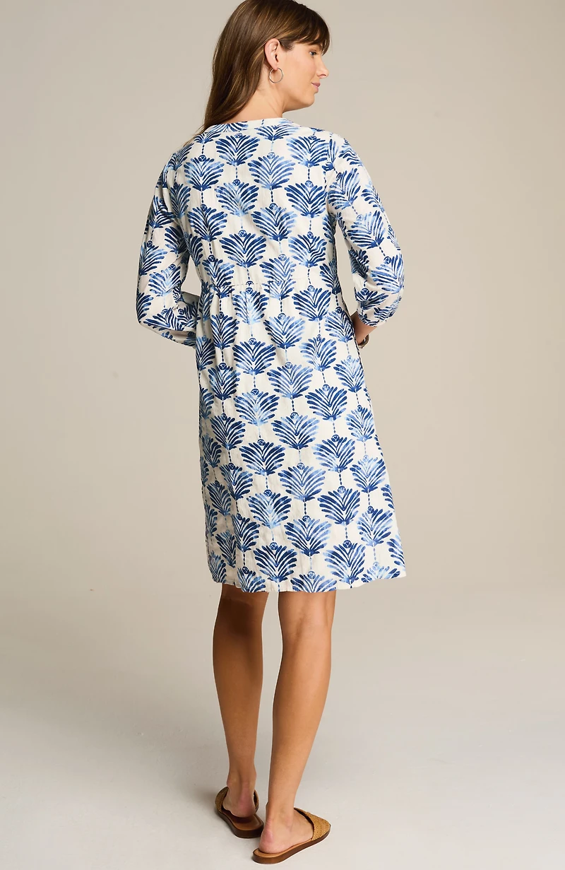 printed split-neck dress