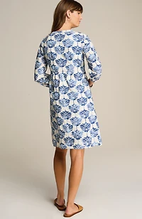 printed split-neck dress