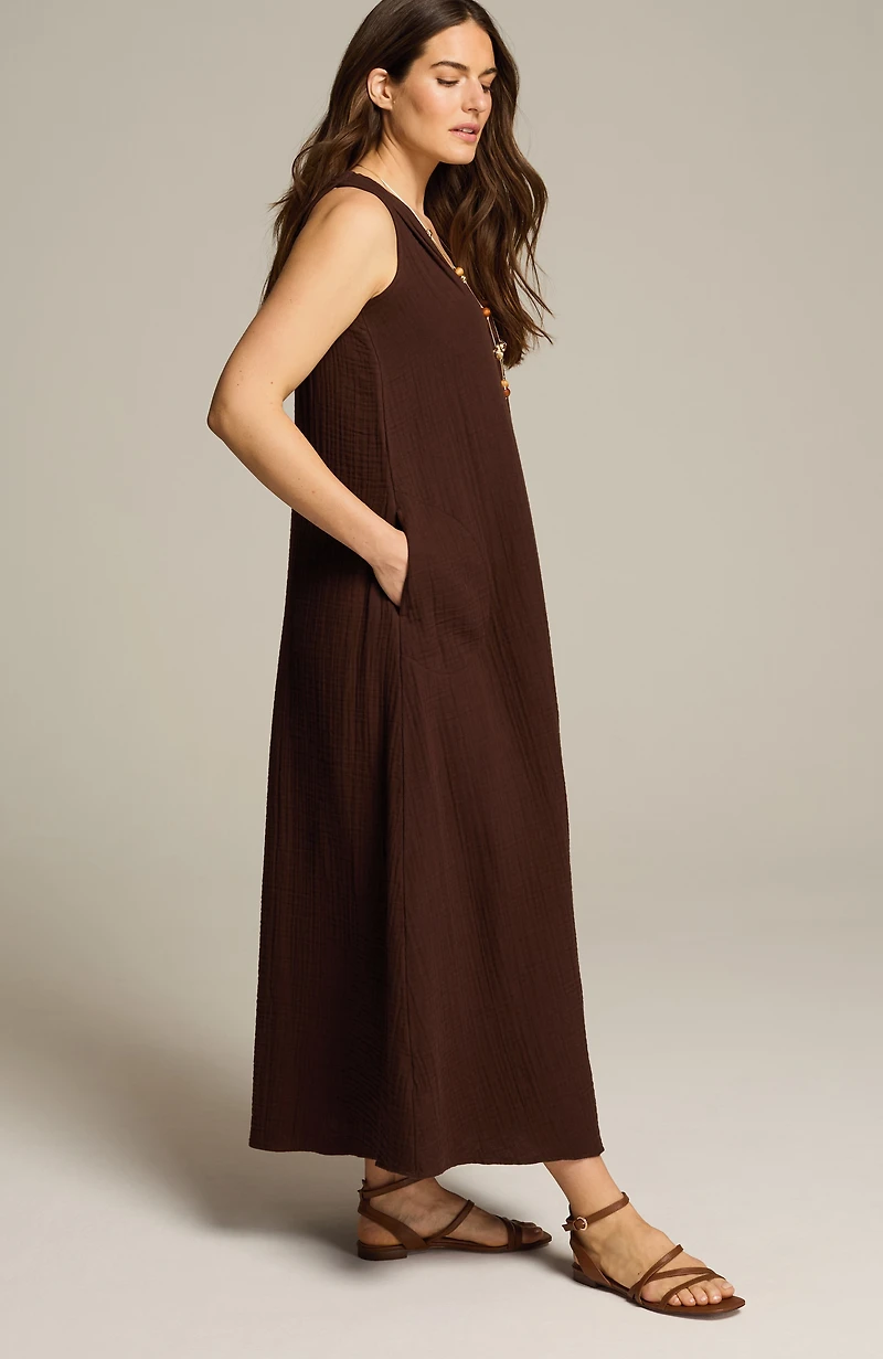a-line cotton-gauze maxi dress