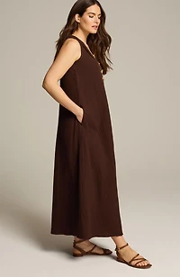 a-line cotton-gauze maxi dress