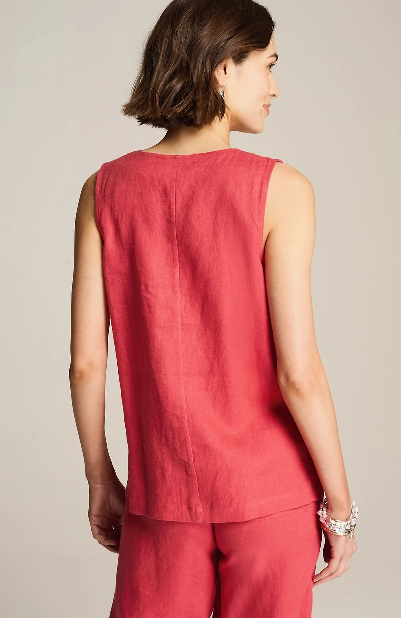 linen-trimmed tank