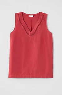 linen-trimmed tank