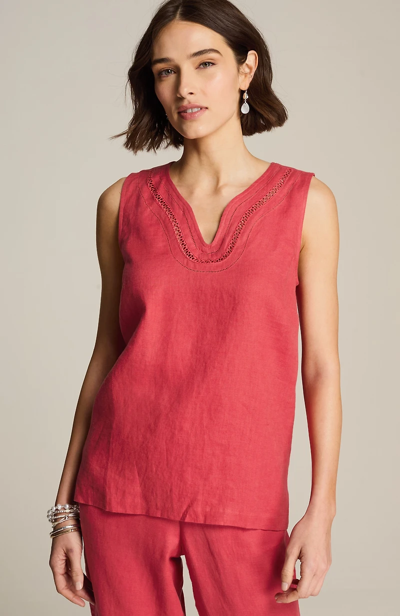 linen-trimmed tank